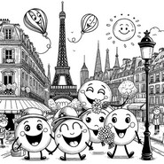 Coloriage Smileys visitant Paris