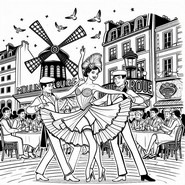 Coloriage Moulin Rouge - French Cancan