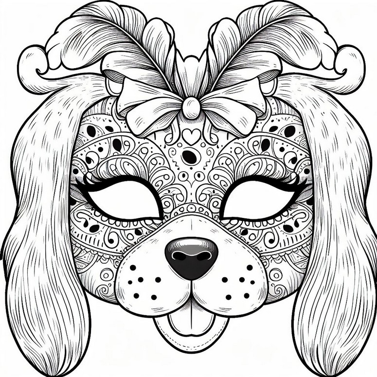 Kleurplaat Hondenmasker