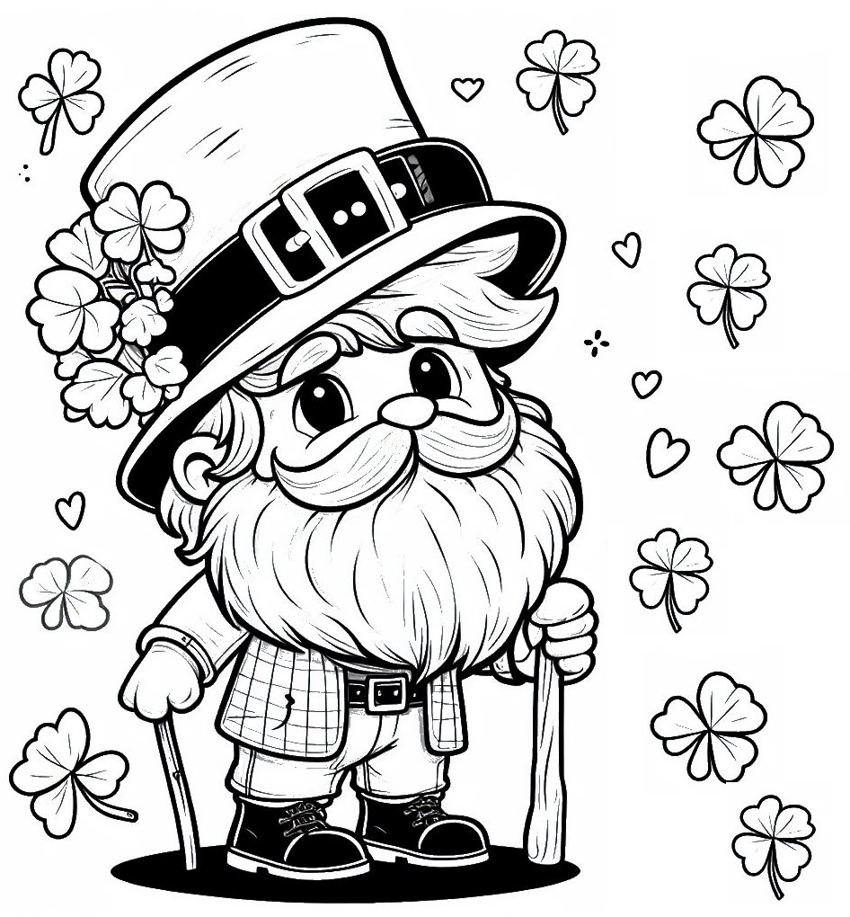 Coloring page Character with a hat and a beard