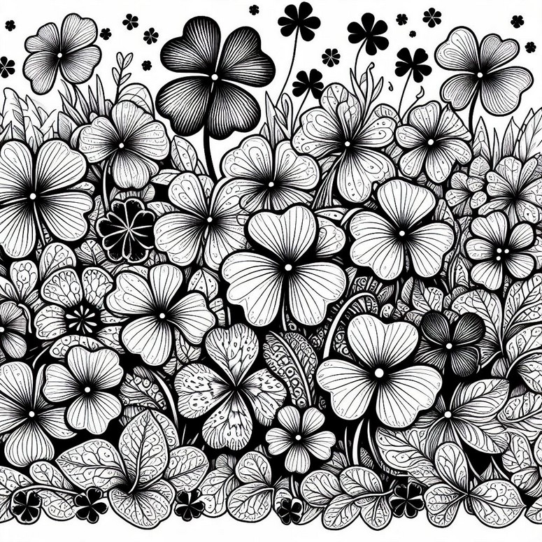 Coloring page A multitude of clover