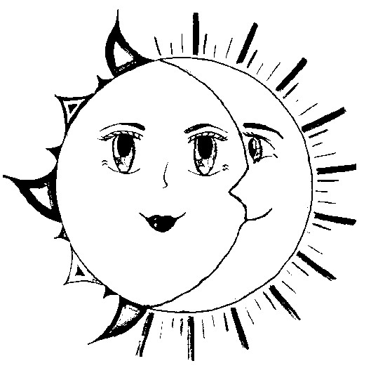 Desenho para colorir Estrelas Sol Lua