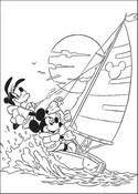 Malebøger Mickey og Fedtmule er sejlads
