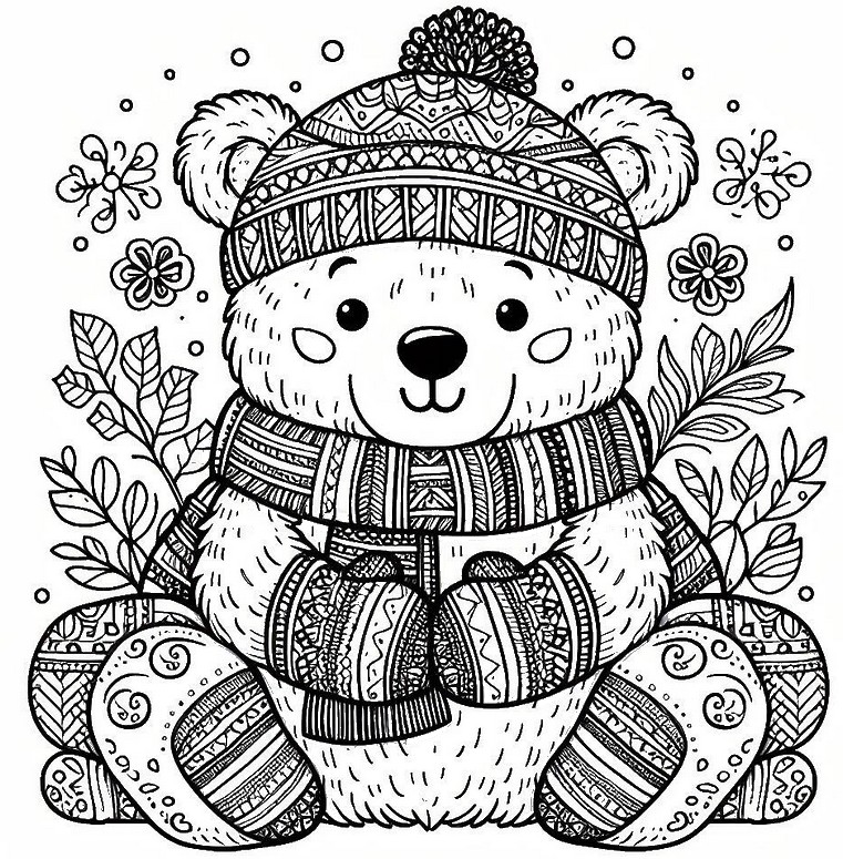 Desenho para colorir Urso de Zentangle