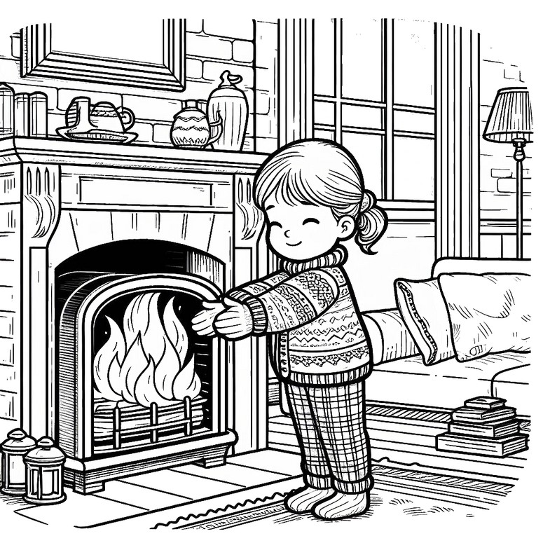 Coloring page Fireplace