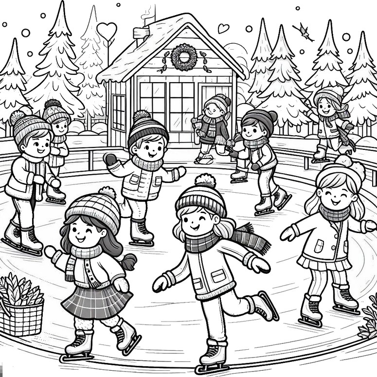 Coloring page The outdoor skating rink