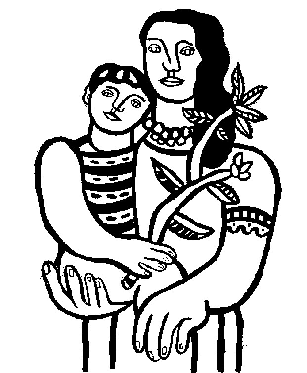 Coloring page Fernand Léger: Mother and child