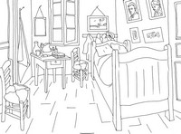 Coloring page Van Gogh: The bedroom