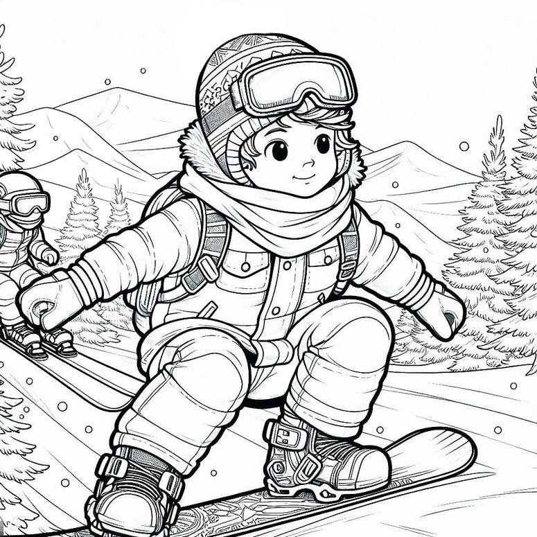 Dibujo para colorear Snowboard