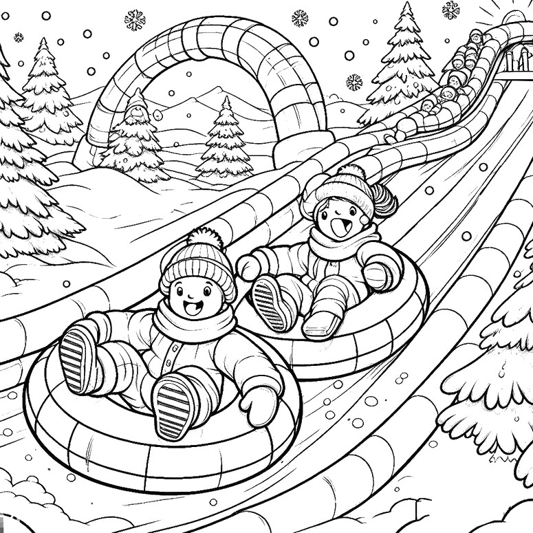 Coloring page Luge on buoys