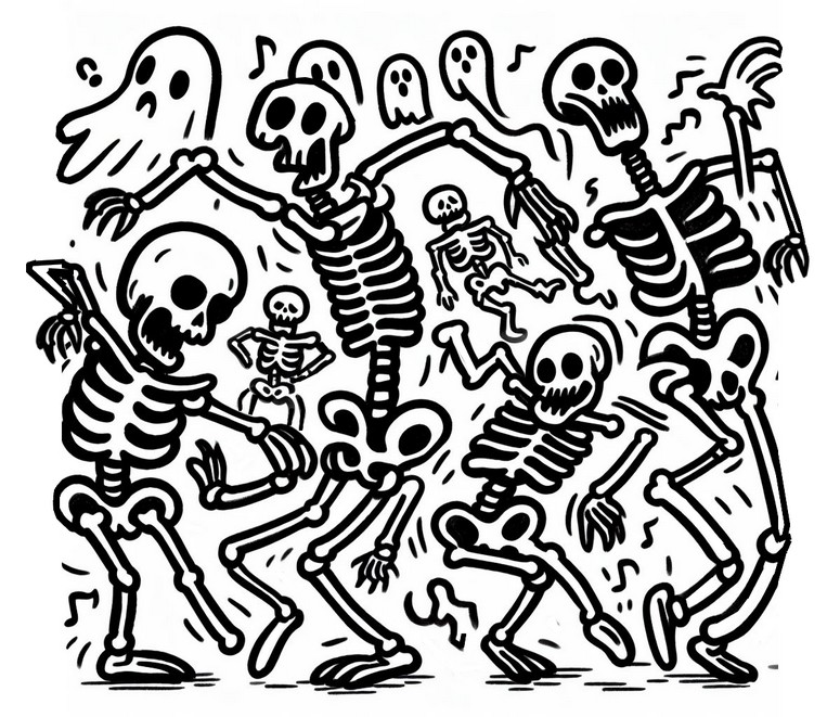 Disegno da colorare La danza degli scheletri