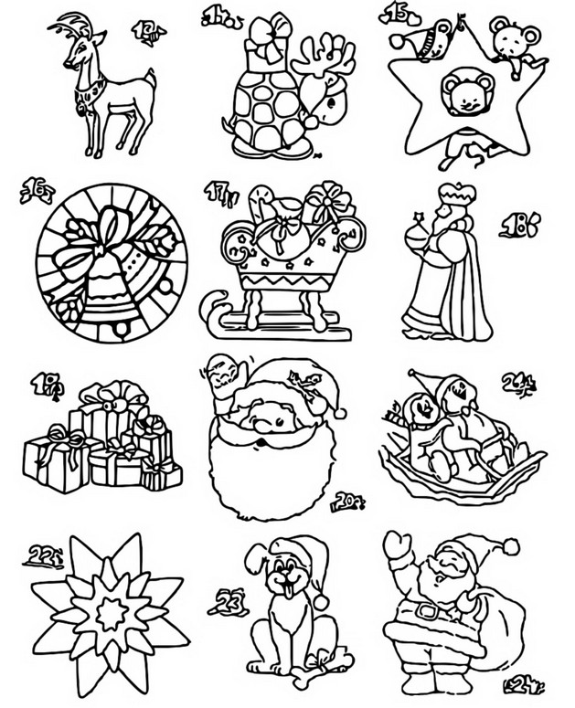 Coloring page Advent calendar - 13 to 24