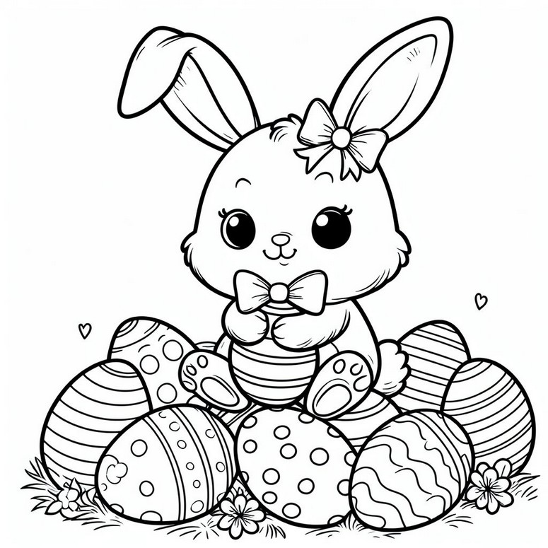 Målarbok Kanin sittande på ägg
