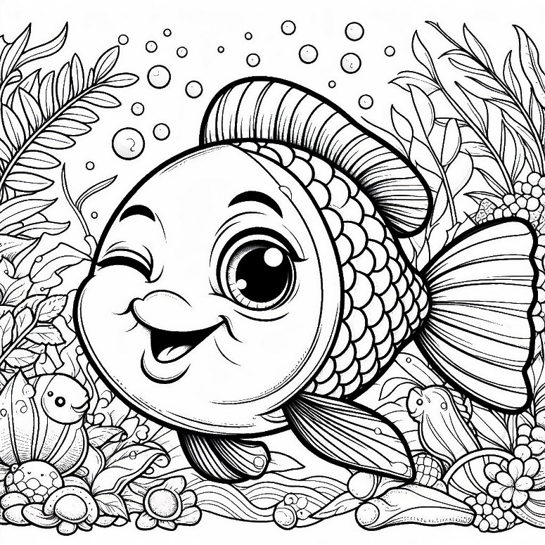 Desenho para colorir Peixe piscando