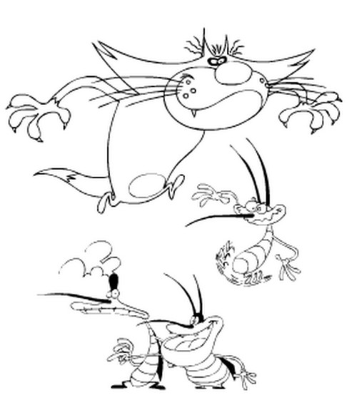 Coloring page Oggy and the Cockroaches