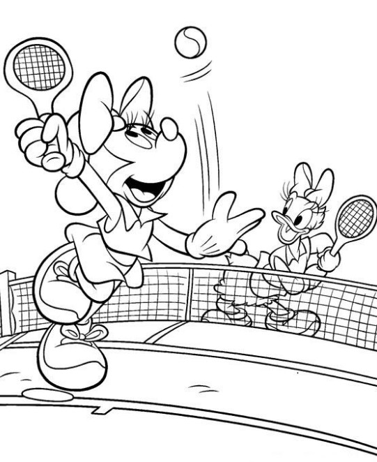 Coloring page Tennis Minnie and Daisy