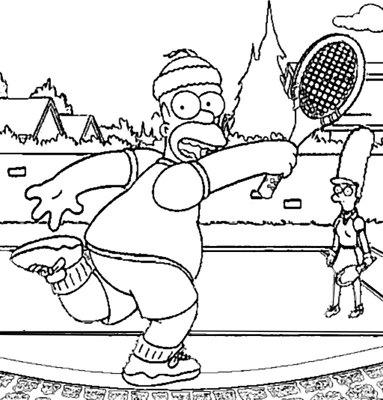 Coloring page Tennis Bart Simpson