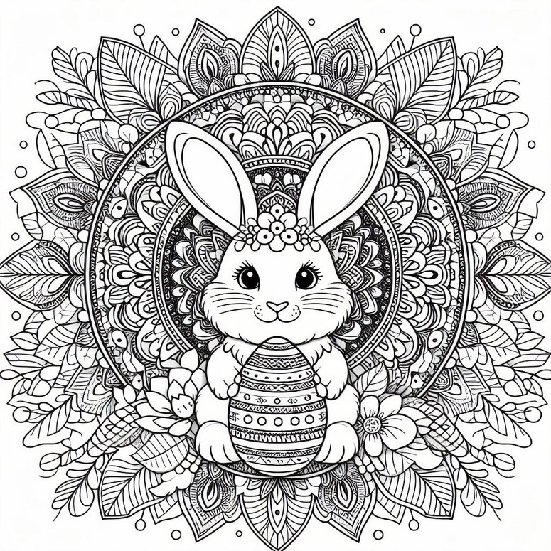 Desenho para colorir coelhinho da Páscoa