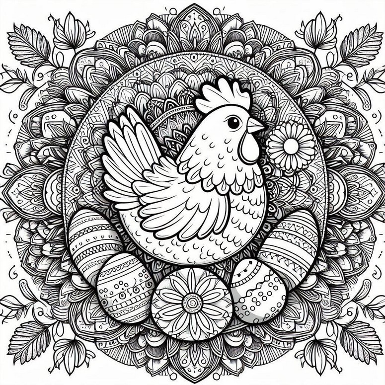 Coloring page Easter hen