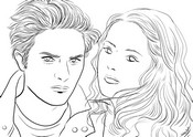 Kleurplaat Twilight - Edward, Bella