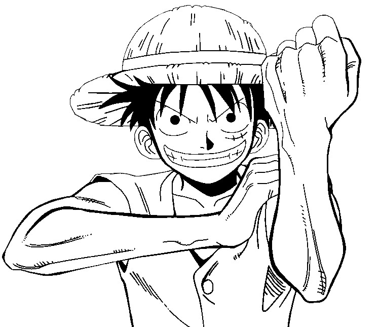 Coloriage Luffy poing levé