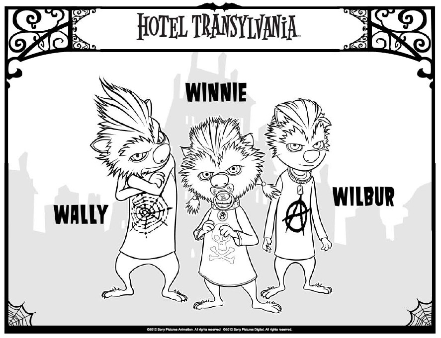 Kleurplaat Winnie, Wally, Wilbur