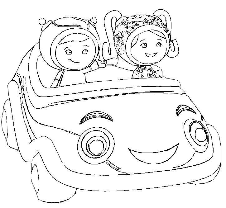 Coloriage Milli et Géo en voiture