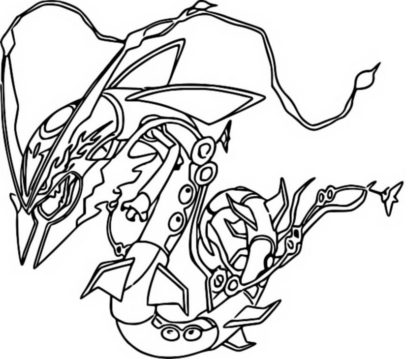 Free coloring pages of mega rayquaza