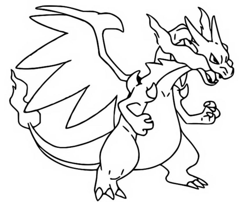 Coloring page Mega Evolved Pokemon : Mega X Charizard 6 6