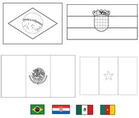 Dibujo para colorear Grupo A: Brasil - Croacia - México - Camerún