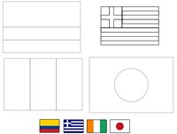 Coloring page Group C: Colombia - Greece - Côte d'Ivoire - Japan