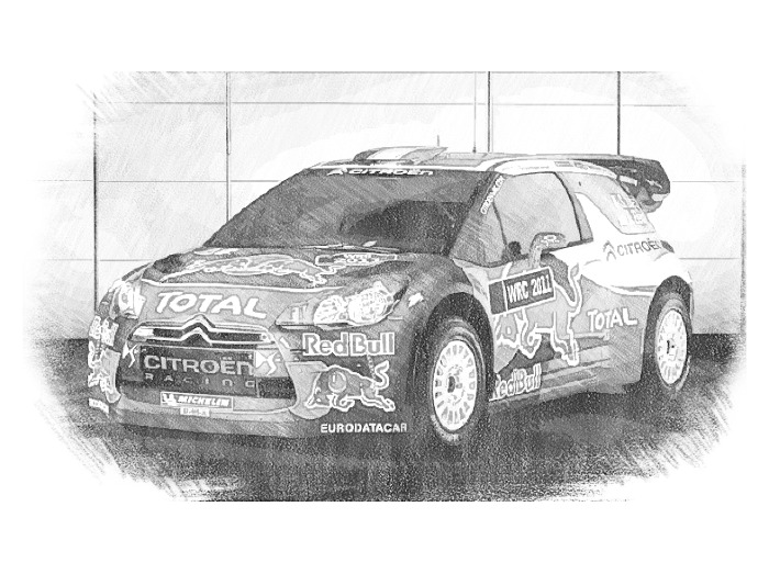 Dibujo para colorear Rallye DS3 Sebastien Loeb