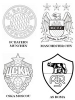 Coloring page Group E: FC Bayern Munchen - Manchester City - CSKA Moscou - AS Roma