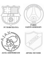 Disegno da colorare Gruppo F: FC Barcelona - Paris Saint-Germain - Ajax Amsterdam - APOEL Nicos