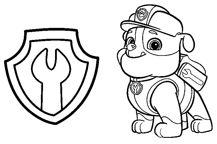 Coloring page Rubble and badge