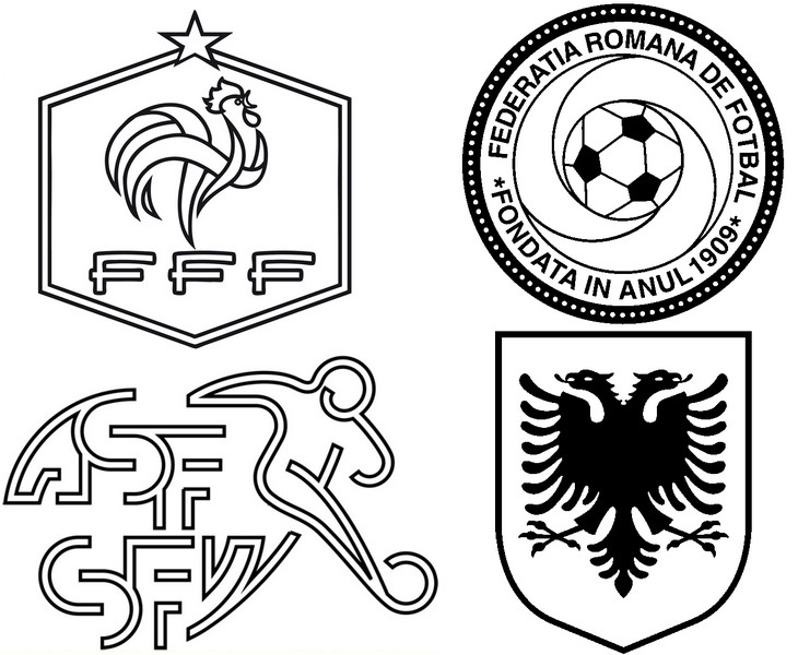 Coloriage Groupe A : France - Suisse - Roumanie - Albanie