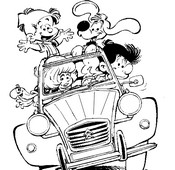 Dessin à colorier - La famille en 2 CV - Boule et Bill