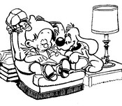 Feuille de coloriage - Boule fait la lecture - Boule et Bill