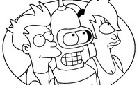 Disegno da colorare - Bender, Turanga Leela, Philip J. Fry - Futurama Game of Drones