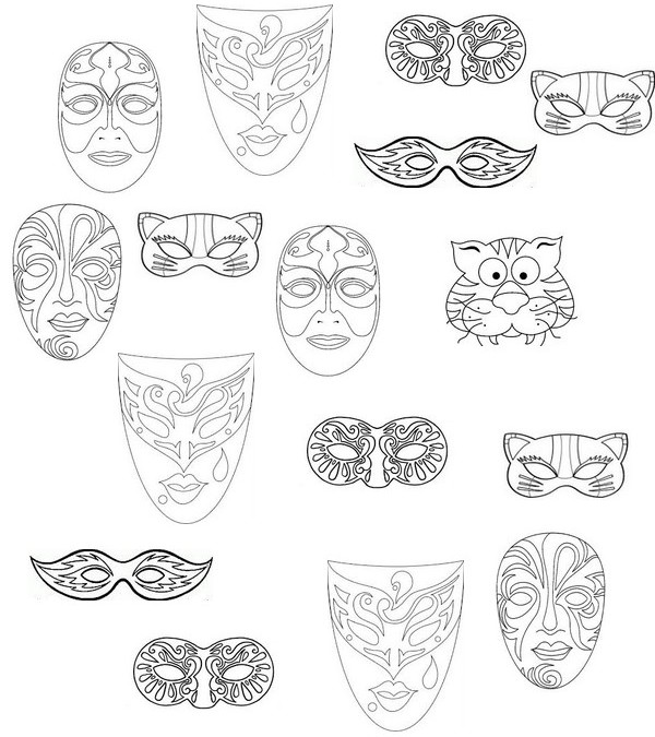 Coloring page Surround masks by ? - Preschool Worksheets Carnival
