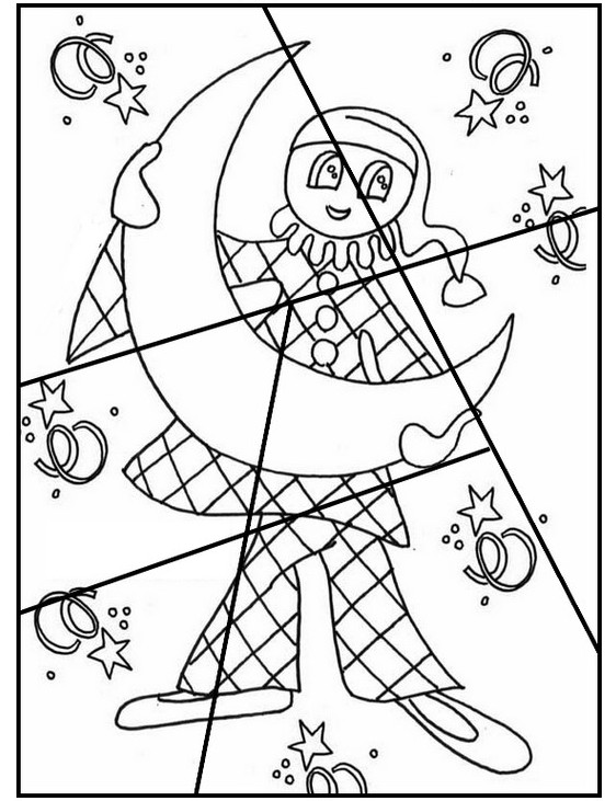 Coloriage Découpe et reconstitue le puzzle de clown