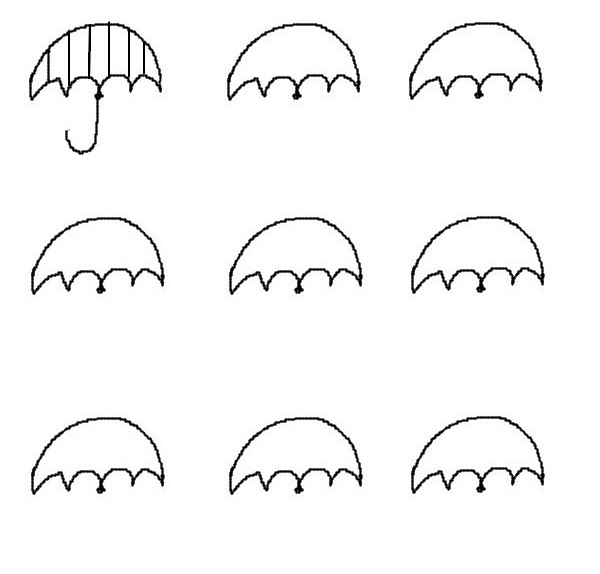 Coloring page Draw umbrellas as on the model - Preschool Worksheets Autumn