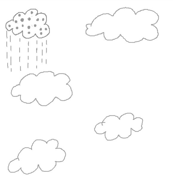 Coloring page Draw the rain as on the model - Preschool Worksheets Autumn