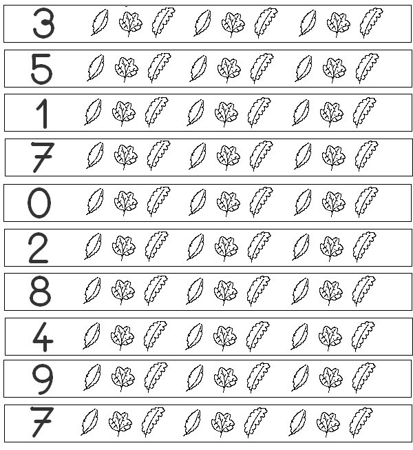 Coloring page Colour in the indicated number of leaves - Preschool Worksheets Autumn
