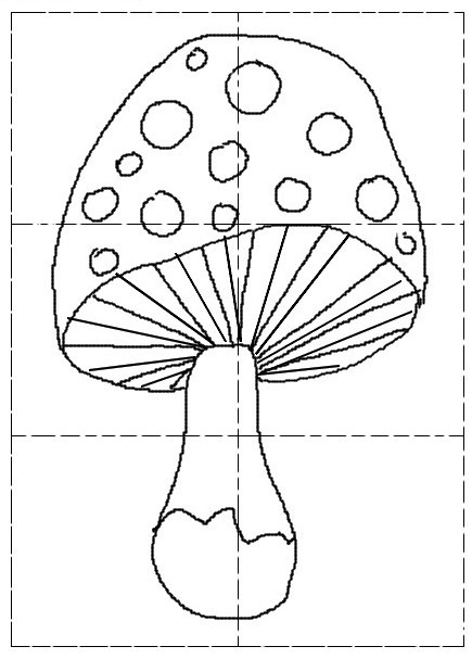 Coloring page Puzzle: mushroom - Preschool Worksheets Autumn