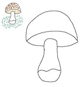 Coloring page End the drawing of the mushroom as the model