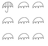 Coloring page Draw umbrellas as on the model