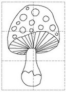 Coloring page Puzzle: mushroom