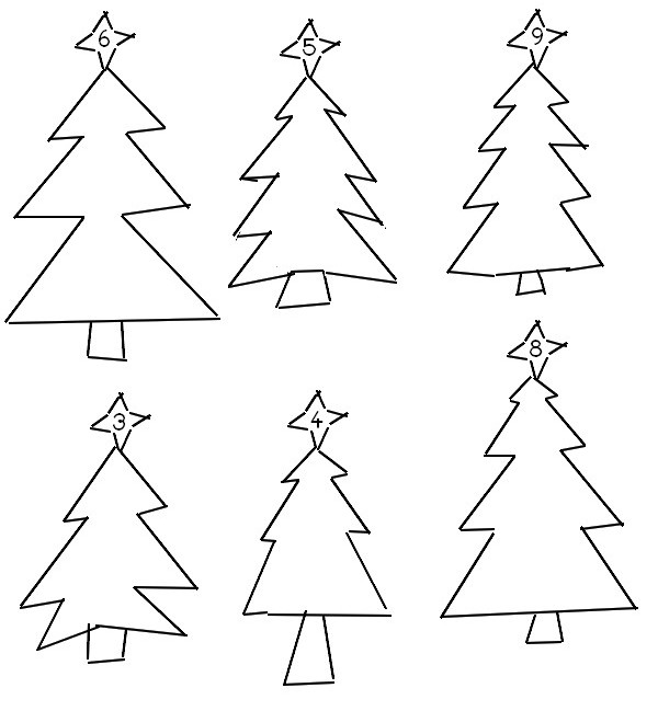 Coloriage Numération Les sapins de Noël