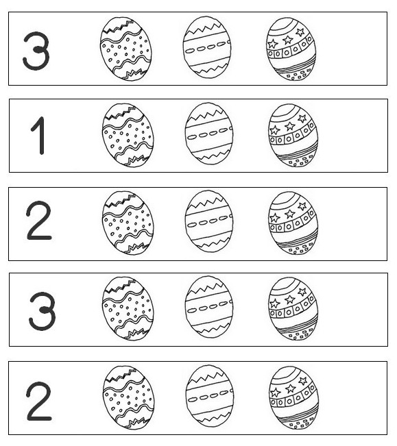 Coloring page Colour in the indicated number of eggs - Preschool Worksheets Easter